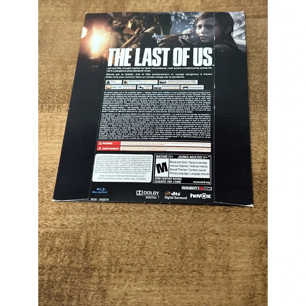 The Last of Us Sony PlayStation 3‎ PS3 Pack In Sleeve Not For Resale Sealed New